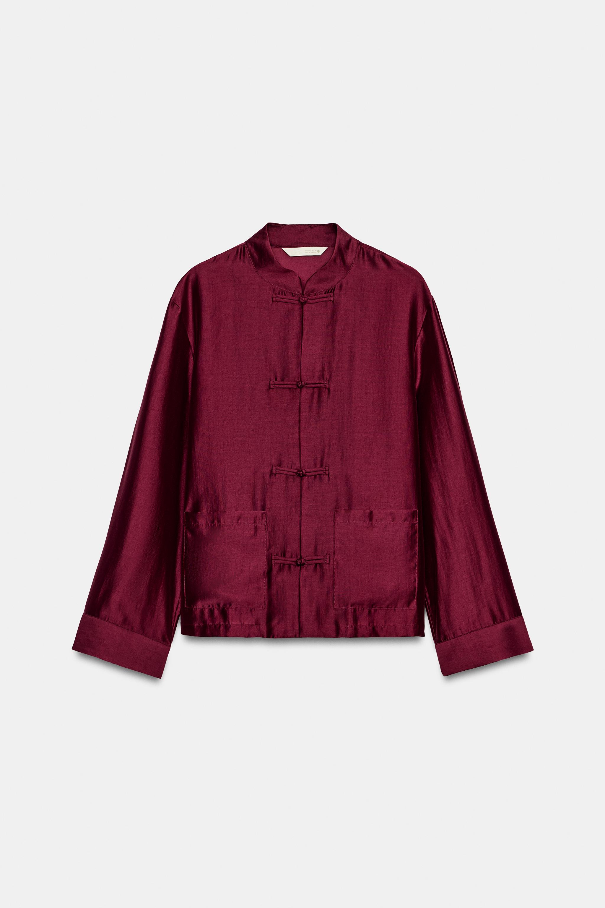 SATIN EFFECT FROG CLASP SHIRT ZW COLLECTION